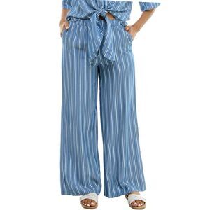 Nina Leonard. Rayon Blend. Tie Waist. Wide Leg. Striped. Pockets. Pants L for me